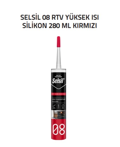 YÜKSEK ISI 08 RTV SİLİKON KIRMIZI - SELSİL (280ml) (K-25)
